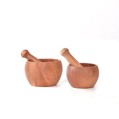 China Viable Wholesale Home Size Natural Wood Pestle And Mortar Set Of Instruments Large Size for sale