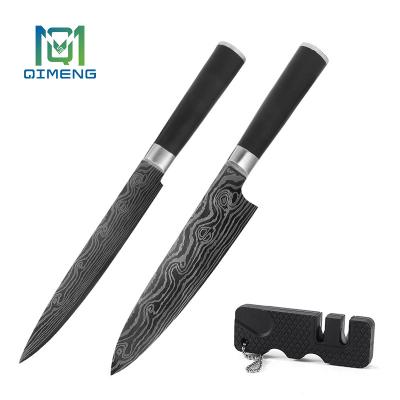 China Non Sustainable Stick Knife Set Professional 3 Pcs With PP Handle Black Titanium Plated for sale