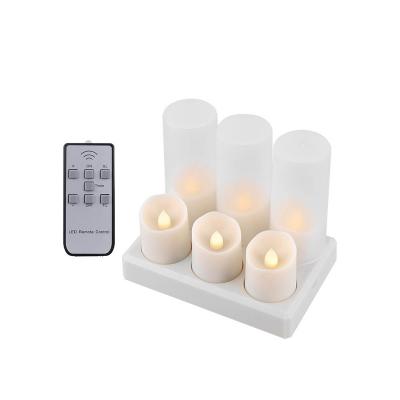 China Remote & Timer functions; Durable structure 6pcs Flameless Flickering Rechargeable LED Tea Lights Candles with Remote & Timer, Warm White Including Charging Holder for sale