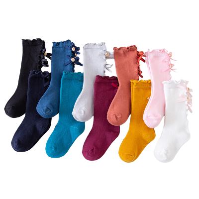 China Wholesale Custom Made Cotton QUICK DRY Knee High Lace Bow Girls Socks Baby Kids Toddler Kids Socks for sale