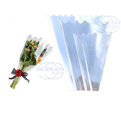 China Durable Perforated Pp Customised Printed Cellophane Transparent Wrapping Packaging Plastic Clear Bouquet Bag Flower Sleeve for sale