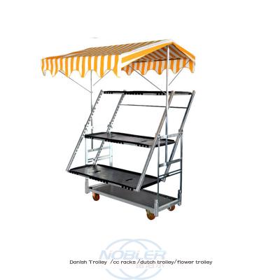 China Durable 1350*565*1900mm Dutch Metal Four Wheels Greenhouse Garden Farm Flower Plant danish Trolley for sale