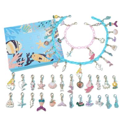 China Advent Calendar DIY Accessories Baby Kids Children Mermaid Ornaments Jewelry Set Gift Box Advent Calendar for Birthday Christmas Gift for sale