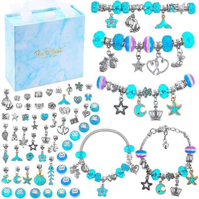 China Blue DIY Accessories 64 PCS Charm Bracelet Necklaces Jewelry Gift Box For Girls Women Valentines Birthday Christmas Gift for sale