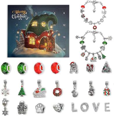 China DIY Accessories Christmas Advent Calendars Countdown Calendar With Fashion Bracelet 24 Days Multicolor Diy Charms Set For Kids for sale