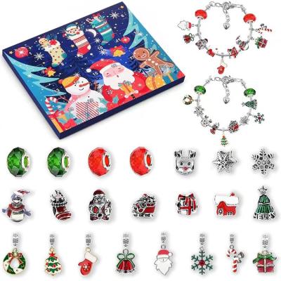 China DIY Accessories Christmas Advent Calendars Countdown Calendar With Fashion Bracelet 24 Days Multicolor Diy Charms Set For Kids for sale