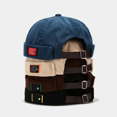 China COMMON Vintage Beanie Hats Men Women Spring Autumn Landlord Hat Streetwear Fashion Hip Hop Hat Corduroy Docker Hat Brimless Wholesale for sale