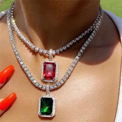 China Cute Rhinestone Rainbow Choker Necklace Hip Hop Tennis Chain Bracelets Fashion Necklace Pendant for sale