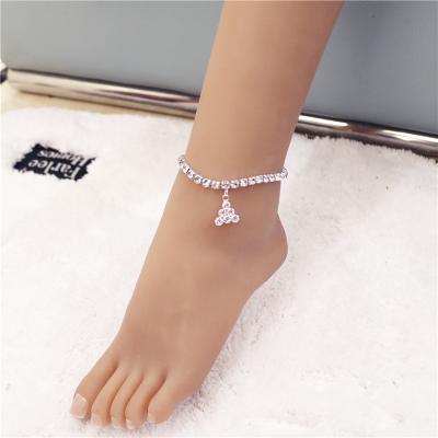 China Wholesale Hollow Cute Rhinestone Anklet For Women Shape Triangle Leg Anklet Chain Foot Jewelry for sale