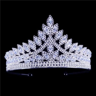 China Fashionable Wedding Rhinestone Zircon Tiaras And Crowns For Women Pageant Prom Crown Hair Accessories for sale