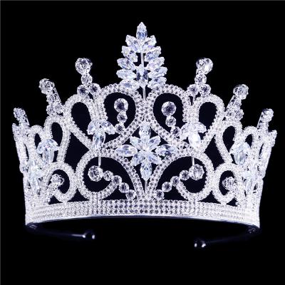 China Fashionable Tiara Crown Bride Large Rhinestone Pageant Crown Wedding Hair Ornaments Wedding Dress Crown for sale