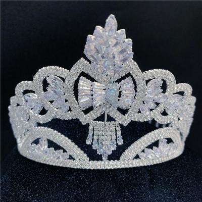 China Fashionable Ladies Crown Wedding Hair Accessories Beauty Pageant Crown Zircon Bridal Crown Jewelry for sale