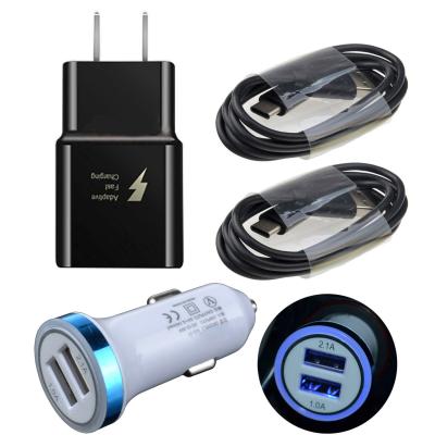 China Type-C Mobile Phone Wall+Car Charger Plug Cable For Samsung Galaxy S9 S8 Plus Active Note 8 9 for sale