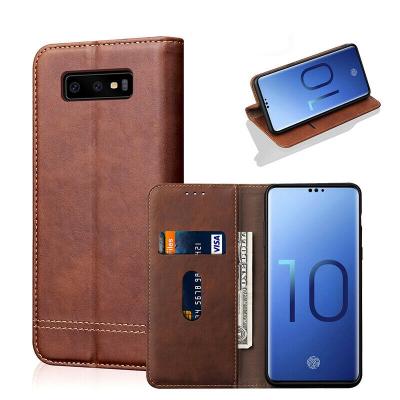 China Vintage High Protective Magnetic Flip Leather Wallet Case Cover For Samsung Galaxy S10 Plus for sale