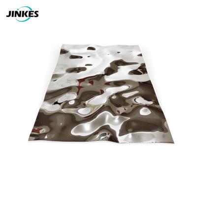 China Hotel villa wall ceiling decor 304 stainless steel decorative 304 stainless steel embossing mirror sheets celing water ripple plate for sale