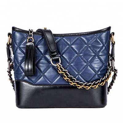 China Custom High Quality Fashion Diamond Stitch Quilted Leather Sheepskin Fashion Girl Chain Handbag for sale