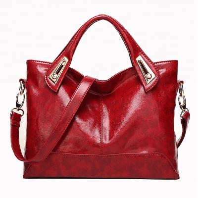 China High Quality Luxury Red Women's Custom PU Fashion Lady Leather Shoulder Bag Handbags Leather Handbag for sale