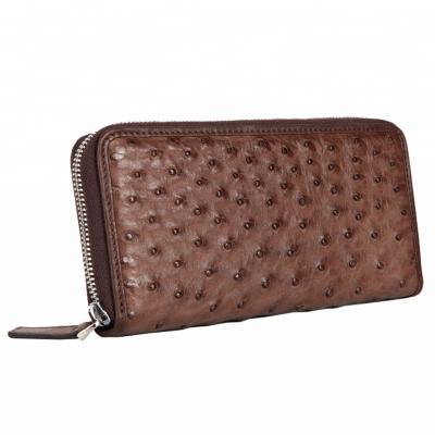 China Custom Fashion High End Luxury Ostrich Large Capacity RFID Ostrich Leather Wallet Women Long for sale