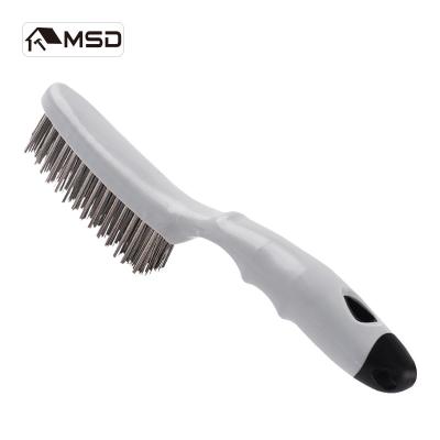 China Cleaning Pads Round Handle Stainless Steel Wire Brush for sale