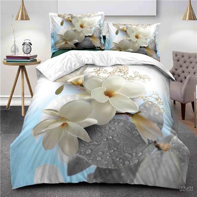 China Disposable 120gsm Flower Printed Rose 3D 5d Bedding Sheet Comforter Set 3pcs 6pcs for sale