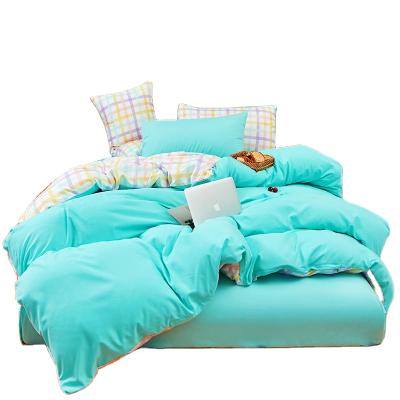 China Hot Selling Nondisposable Comforter Sets 4 Pieces Solid Color Microfiber Polyester Bed Sheets And Luxury Pillow Cover for sale