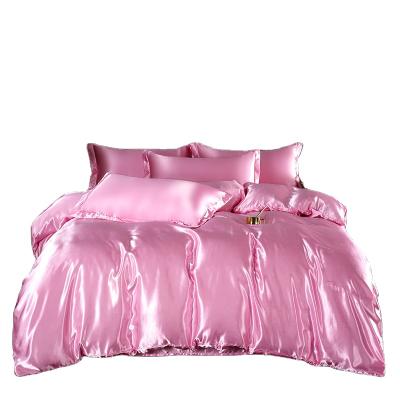 China High Fashion Folded Customized Satin Bedding Duvet Pillow Silk Flat Sheet Suitable For Home Luxury Linen Sheet Set for sale