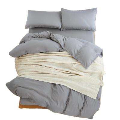 China Cheap Price Disposable Brush 3pcs Polyester Solid Color Single Bed Sheet And Pillowcase In Gray Color for sale