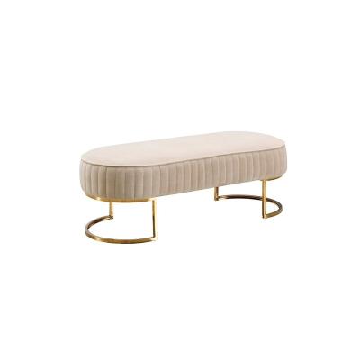 China Modern Style Stainless Steel Velvet Upholstered Stool Bench Shoe Bench for sale