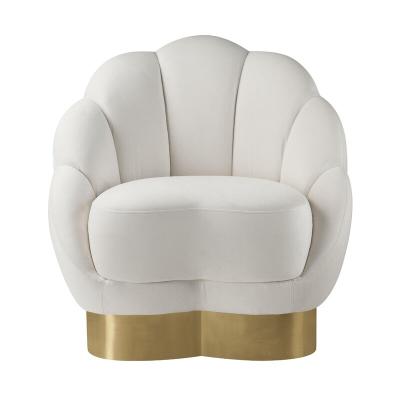 China Factory OEM Directly Design Luxury Fabric Modern White Velvet Accent Dining Chairs With Gold Legs for sale