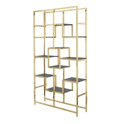 China OEM Stainless Steel Rectangular Frame Gold Bar Wine Glass Shelves For Wedding Party for sale