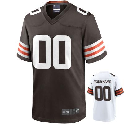 China Antibacterial Cheap Twill Quilted White American Football Game Custom Jerseys Brown For Mens Womens Kids for sale