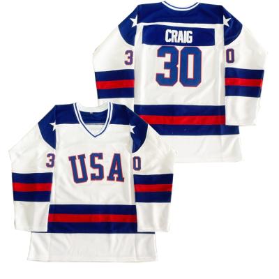 China Shirts & from above & Jerseys drop shipping sewn on number USA 30 CRAIG Hockey Jersey For Men name for sale