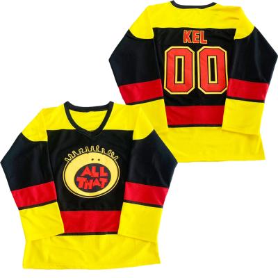 China Shirts & from above & Jerseys Drop Shipping Sew On Number Name ALL THAN 00 KEL Yellow Hockey Jersey For Men for sale