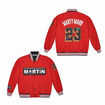 China QUICK DRY purple Marty Marr red white 23 stitched print satin sports baseball outdoor jacket for men for sale