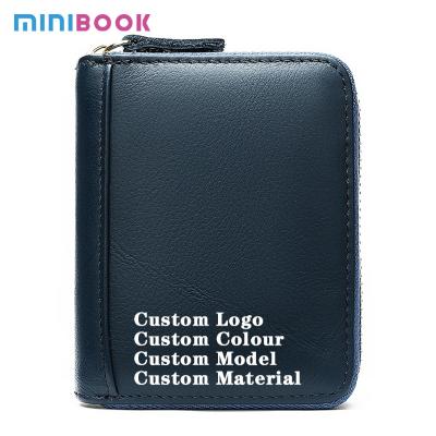 China Wholesale Custom Leather Multi Purse Card Holder Vintage Minibook Price Key Chain Mini Bag,Wallet Men Genuine Leather for sale