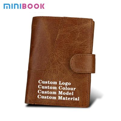 China Vintage Minibook Wallets and Holders custom logo, multicard coin leather wallet, money clip with rfid genuine leather men wallet for sale