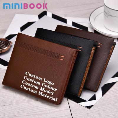 China Custom Vintage Minibook Logo Men's Wallet Leather with Low Price, Multicard Clamshell Leather Wallet, PU Leather Short Wallet for Men for sale