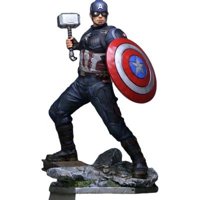 China Modern Famous Captain America Fiberglass Sculpture Europe Big Movie Hero Resin Statue For Sale Home Movie Theater Decoration for sale