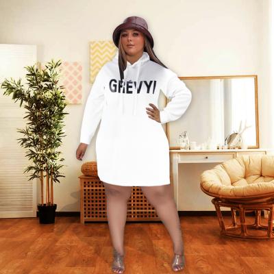 China Plus Size Women Hoodies Monogram Print Casual Dress Loose Hoodies Plus Size Women's Hoodies and Sweatshirts for sale