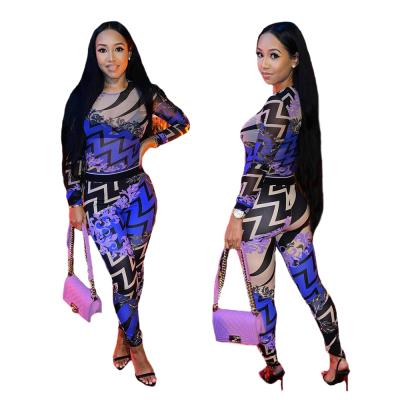 China Long Sleeve Sexy Women Autumn Fall Ladies Rompers And Overalls Print Overalls Tracksuit Pants Jumpsuit for sale