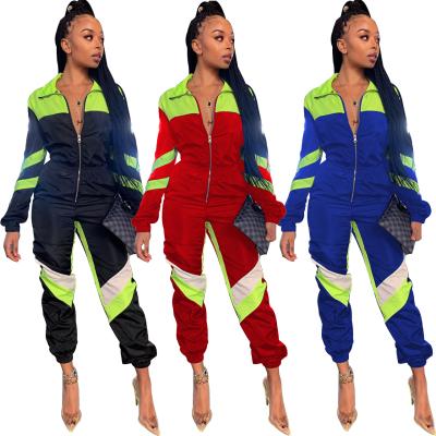 China Factory Wholesale Autumn Winter QUICK DRY Overalls With Long Sleeve Front Block Zipper Overalls Color Block One Piece Romper Women for sale