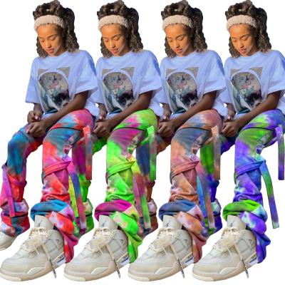 China Anti-pilling Factory Wholesale 2020 Winter Women Cargo Pants Tie Dye Sweatpants Gaiters For Women for sale