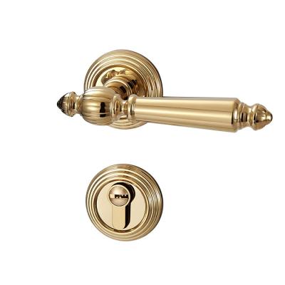 China Bedroom Modern Luxury Indoor Magnetic Mute Door Handle Household Golden Lightweight Split Lock for sale