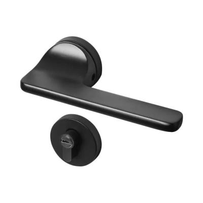 China Modern High Quality Zinc Alloy Black Door Lock Handle With Wooden Cylinder Door Slot Lock Set for sale