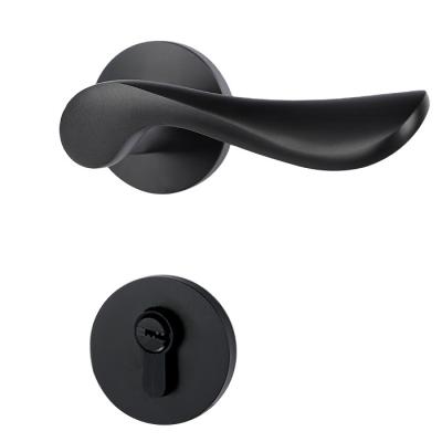 China Hot Selling Black Ins Simple Design Door Handle Lock Ins Style Space Aluminum Door Lock Set for sale