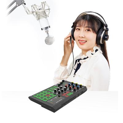 China 12 kinds of hot selling multifunctional +usb 4 custom effects live mixer v8 v10 professional home audio sound card for sale