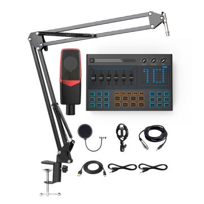 China 18 Kinds Professional Live Broadcast Studio Recording Sound Podcast Streaming Cards (Box ODM) With XLR Condenser Microphone for sale