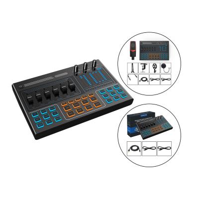 China 18 Kinds (Box ODM) Professional Moinm V8 Plus V9 USB Live Adjustable Audio Mixer Interface Sound Card Studio Recording for sale