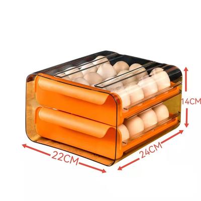 China 32 Sustainable Double-Layer Kitchen Grid New Refrigerator Egg Storage Containers Drawer-Type Egg Storage Tray Fresh-keeping Tray for sale