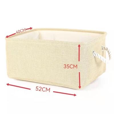 China Hot Viable Foldable Home Trash Toy Clothes Organizer Box Amazon Linen Fabric Storage Boxes Baskets Containers for sale